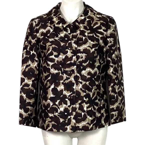 Vtg Talbots Blazer Abstract Animal Print Silk/Wool Blend Structured Jacket Sz 12 - Picture 1 of 11